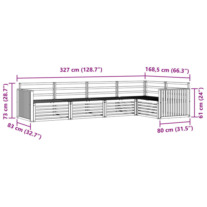 Set de canapele de exterior 5 pcs Alb 327 x 168,5 x 73 cm WALTI