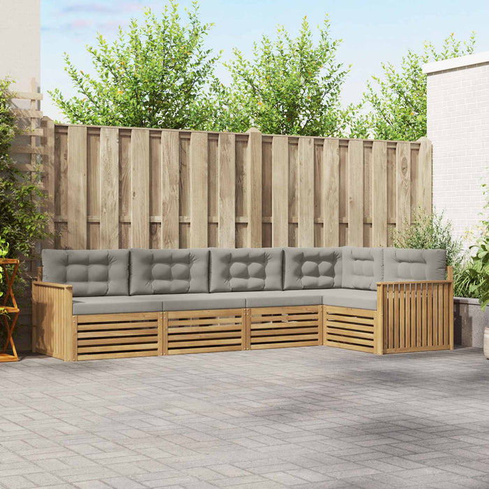 Set de canapele de exterior 5 pcs Alb și gri deschis WALTI