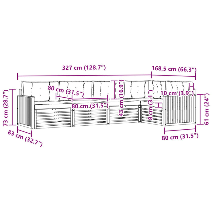 Set de canapele de exterior 5 pcs Alb și gri deschis WALTI