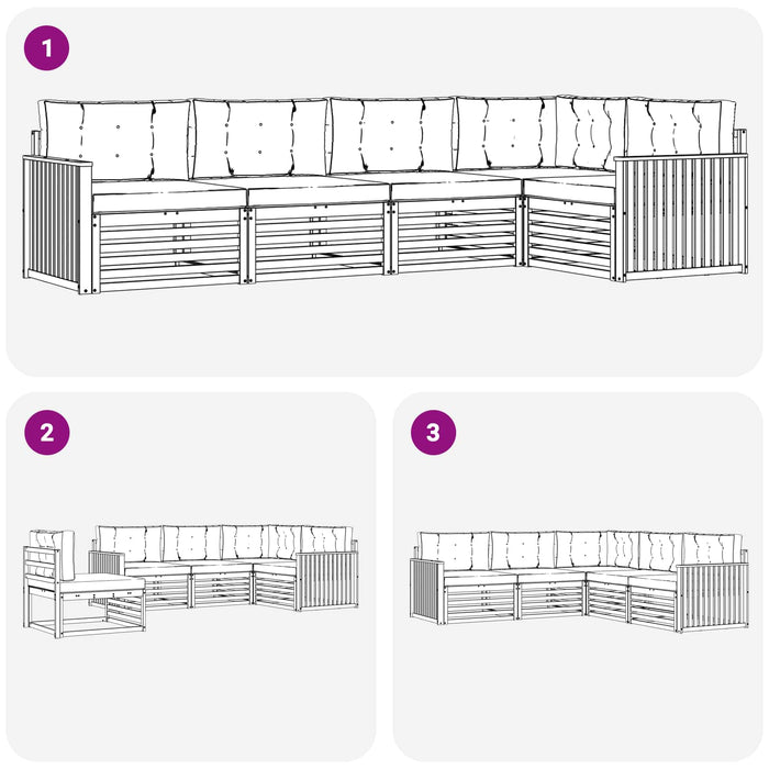 Set de canapele de exterior 5 pcs Alb și gri deschis WALTI
