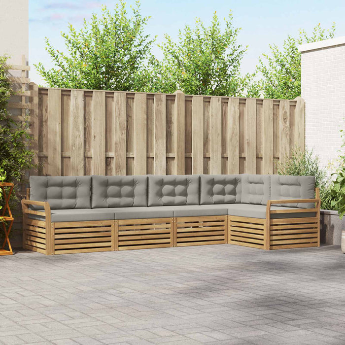 Set de canapele de exterior 5 pcs Alb și gri deschis WALTI