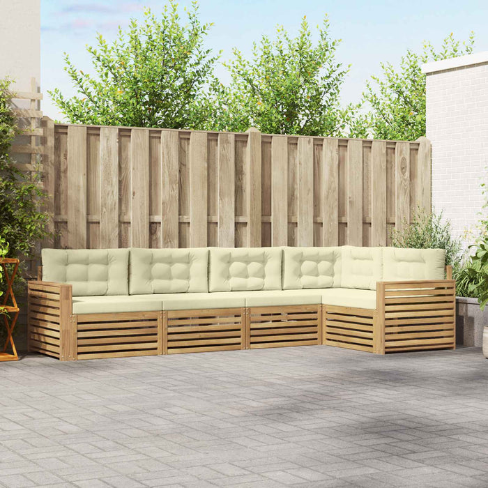Set de canapele de exterior 5 pcs Alb și crem WALTI