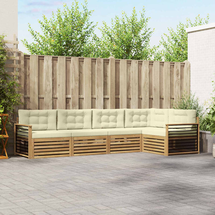 Set de canapele de exterior 6 pcs Alb și crem Poliester WALTI