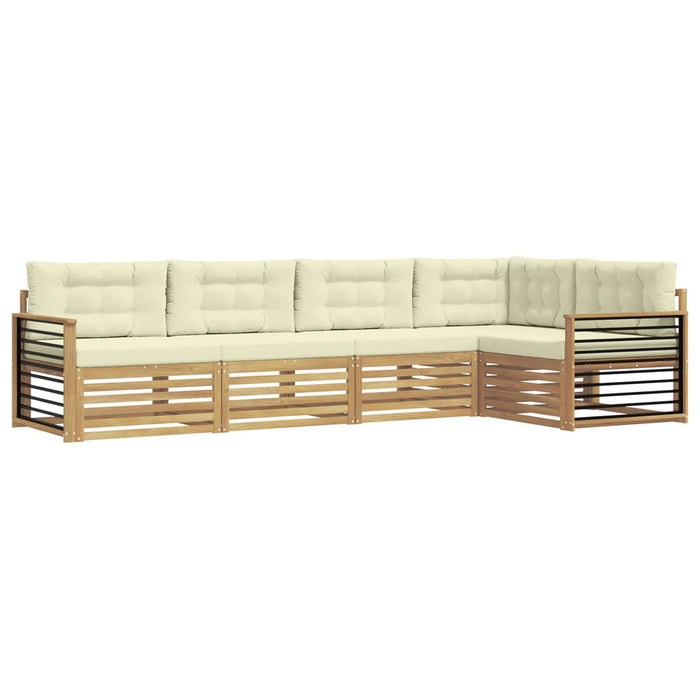 Set de canapele de exterior 6 pcs Alb și crem Poliester WALTI