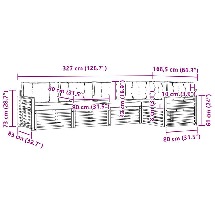 Set de canapele de exterior 6 pcs Alb și crem Poliester WALTI