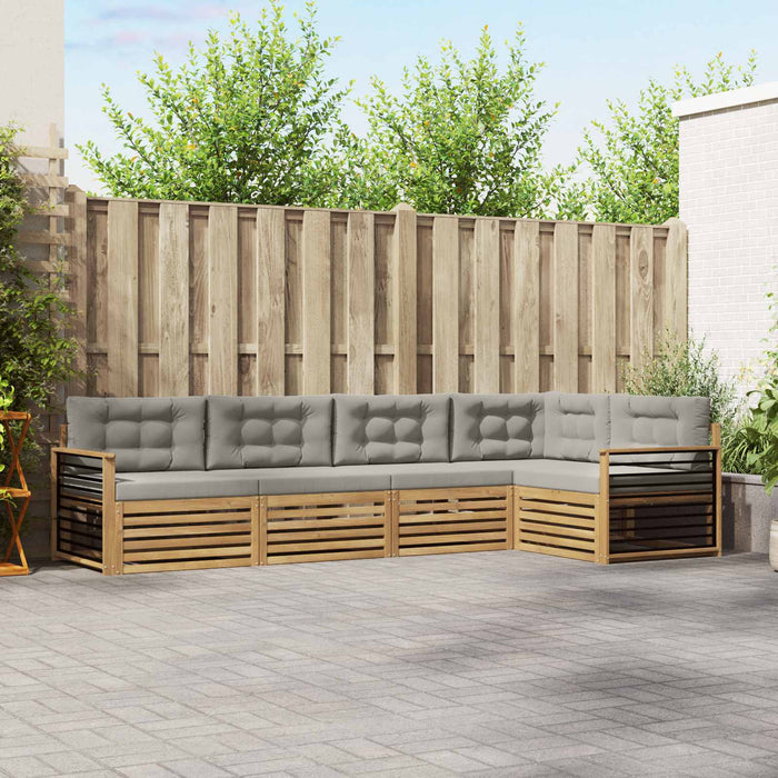 Set de canapele de exterior 6 pcs Alb și gri deschis Poliester WALTI