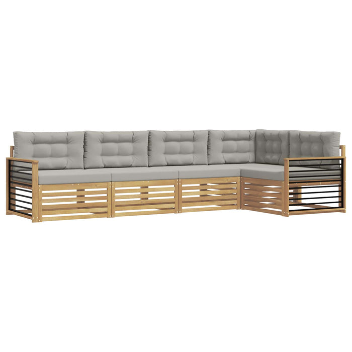 Set de canapele de exterior 6 pcs Alb și gri deschis Poliester WALTI