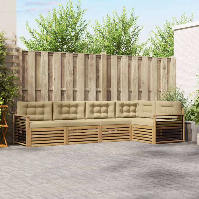 Set de canapele de exterior cu pernă 6 pcs Alb și Bej Poliester WALTI