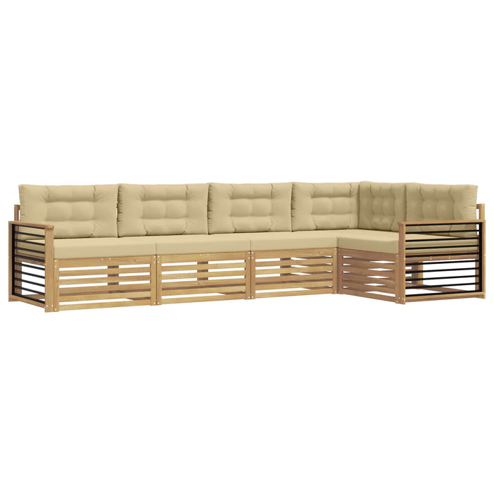 Set de canapele de exterior cu pernă 6 pcs Alb și Bej Poliester WALTI