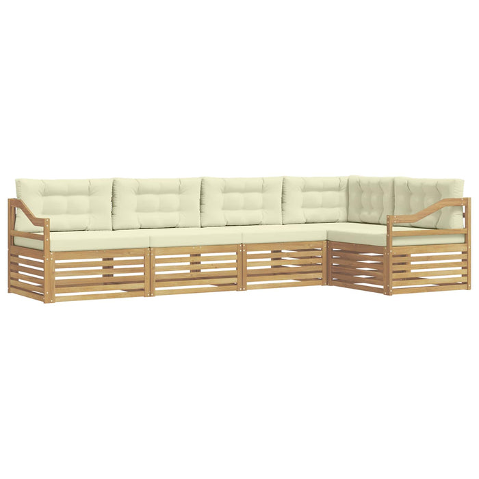 Set de canapele de exterior 5 pcs Alb și crem Poliester WALTI