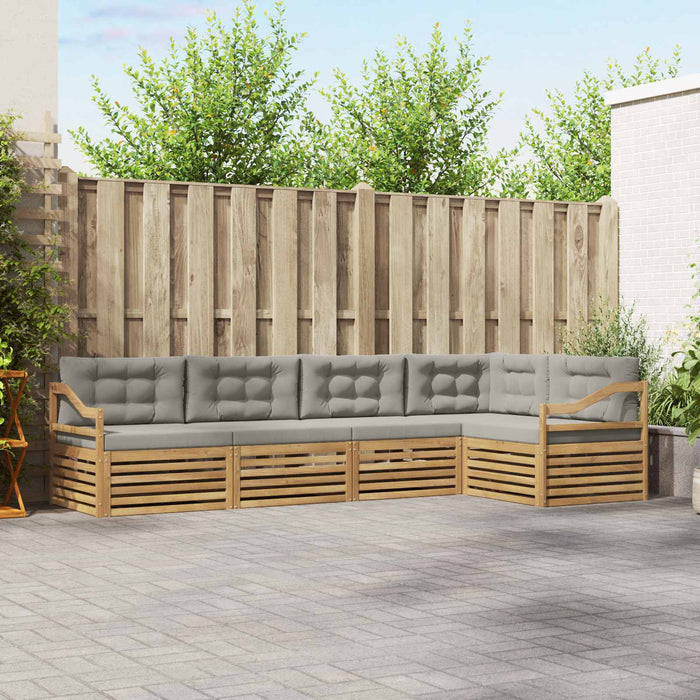 Set de canapele de exterior 5 pcs Alb și gri deschis Poliester WALTI