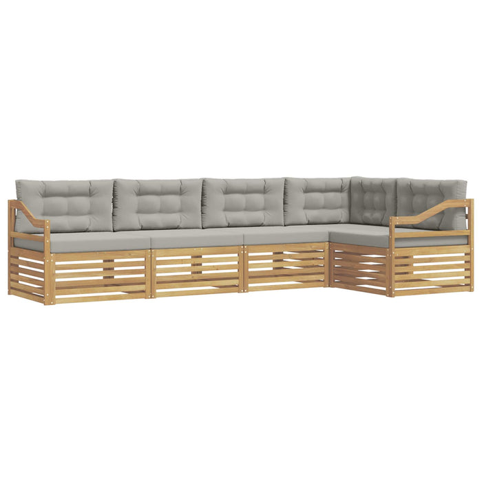 Set de canapele de exterior 5 pcs Alb și gri deschis Poliester WALTI