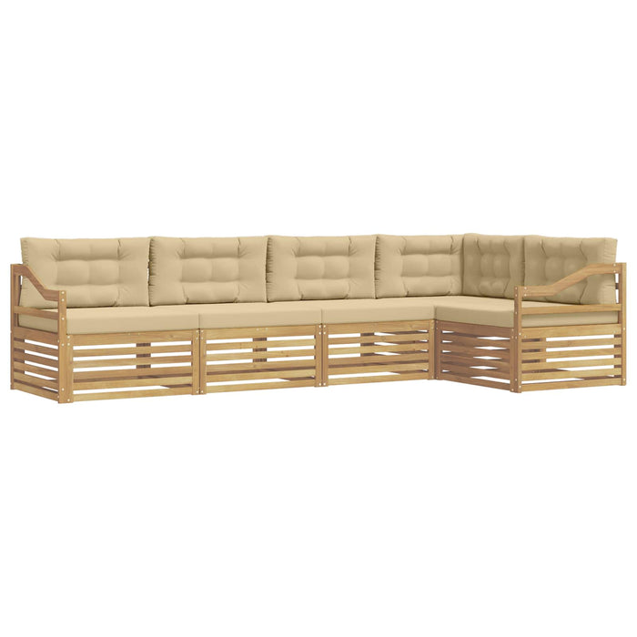 Set de canapele de exterior cu pernă 5 pcs Alb și Bej Poliester WALTI