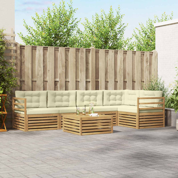 Set de canapele de exterior 6 pcs Alb și crem Poliester WALTI