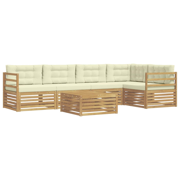 Set de canapele de exterior 6 pcs Alb și crem Poliester WALTI