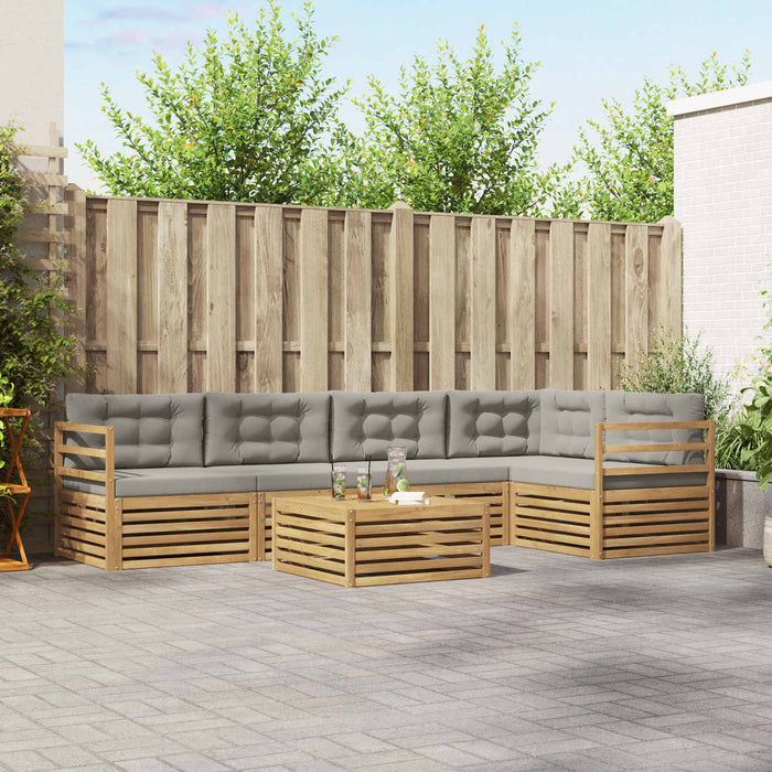 Set de canapele de exterior 6 pcs Alb și gri deschis Poliester WALTI