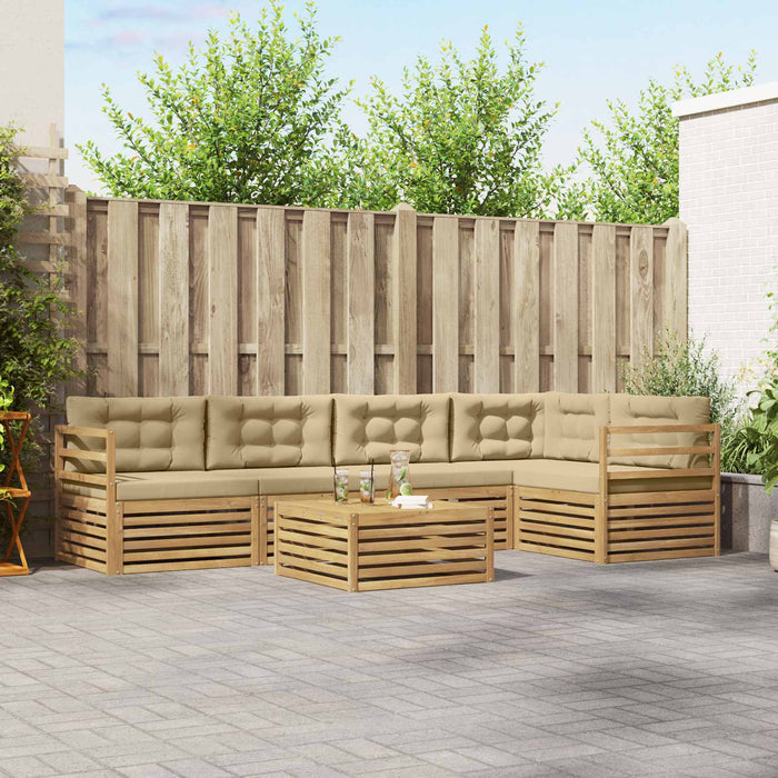 Set de canapele de exterior cu pernă 6 pcs Alb și Bej Poliester WALTI