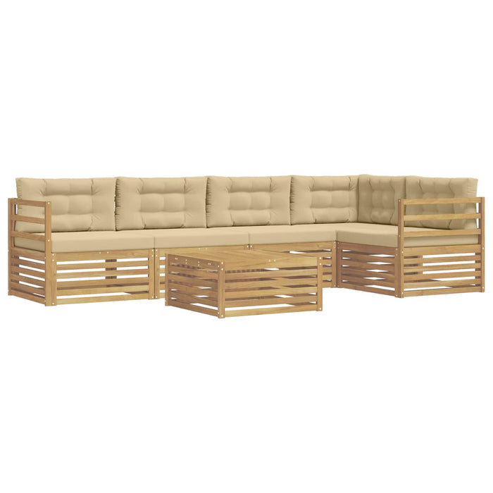 Set de canapele de exterior cu pernă 6 pcs Alb și Bej Poliester WALTI