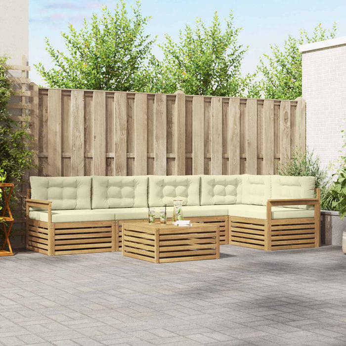 Set de canapele de exterior 6 pcs Alb și crem Poliester WALTI