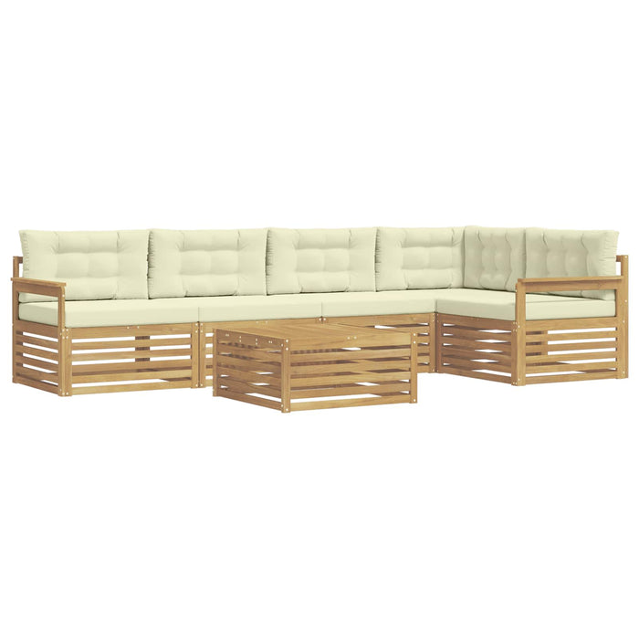 Set de canapele de exterior 6 pcs Alb și crem Poliester WALTI