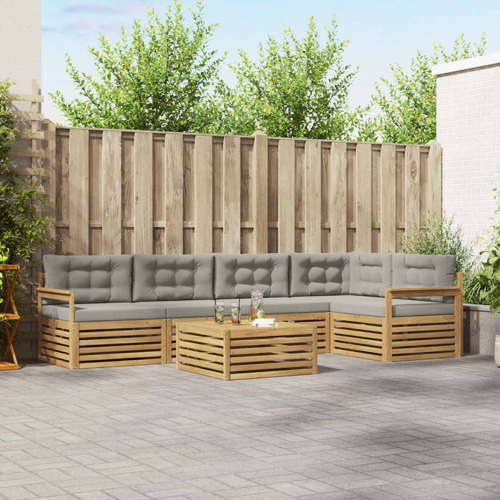 Set de canapele de exterior 6 pcs Alb și gri deschis Poliester WALTI