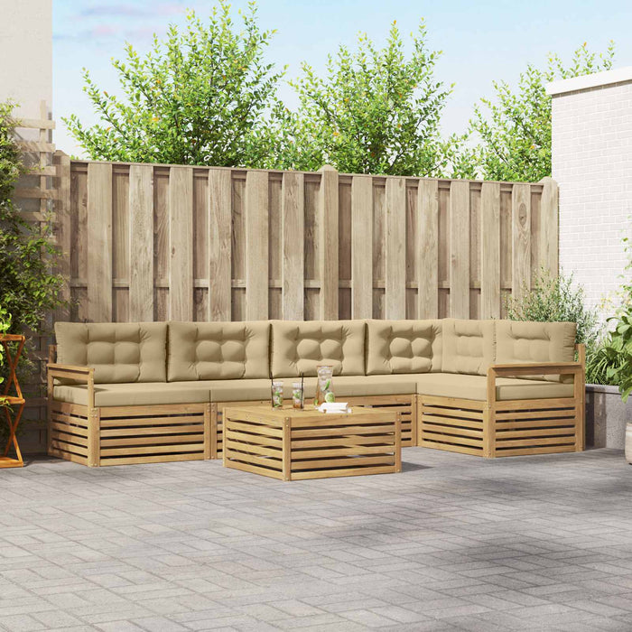 Set de canapele de exterior cu pernă 6 pcs Alb și Bej Poliester WALTI