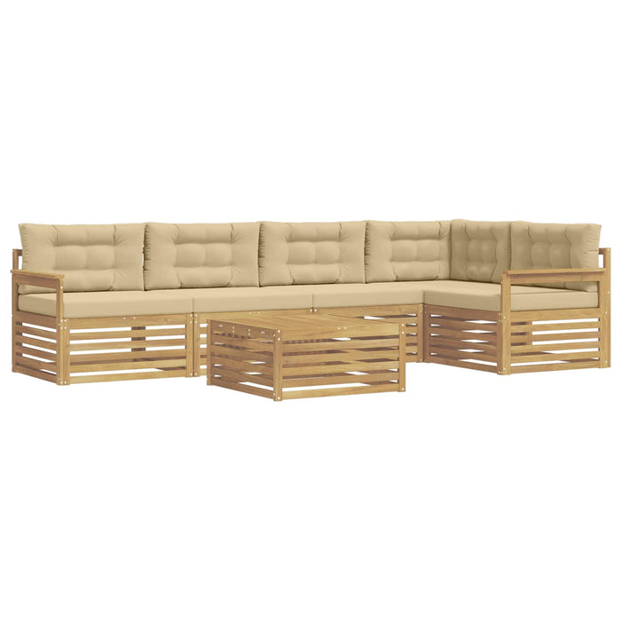 Set de canapele de exterior cu pernă 6 pcs Alb și Bej Poliester WALTI
