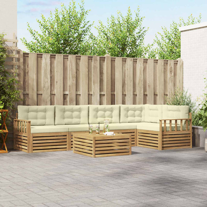 Set de canapele de exterior 6 pcs Alb și crem Poliester WALTI