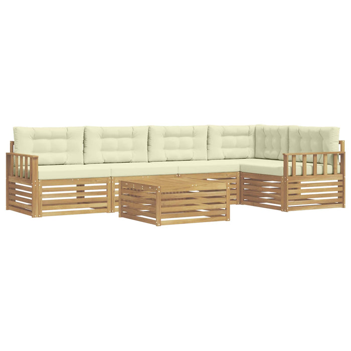 Set de canapele de exterior 6 pcs Alb și crem Poliester WALTI