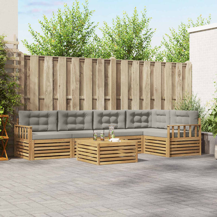 Set de canapele de exterior 6 pcs Alb și gri deschis Poliester WALTI