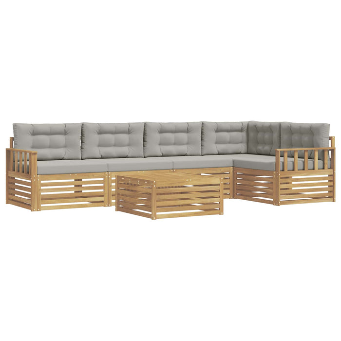 Set de canapele de exterior 6 pcs Alb și gri deschis Poliester WALTI