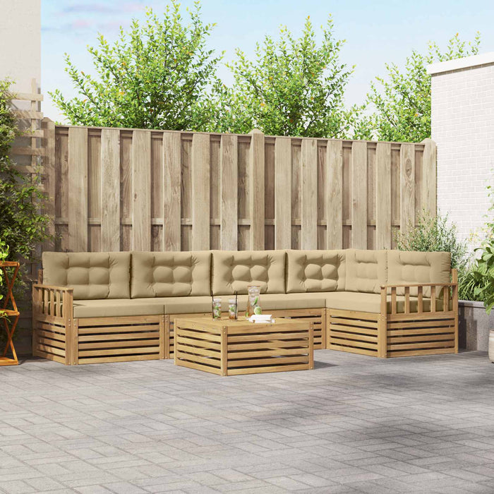 Set de canapele de exterior cu pernă 6 pcs Alb și Bej Poliester WALTI