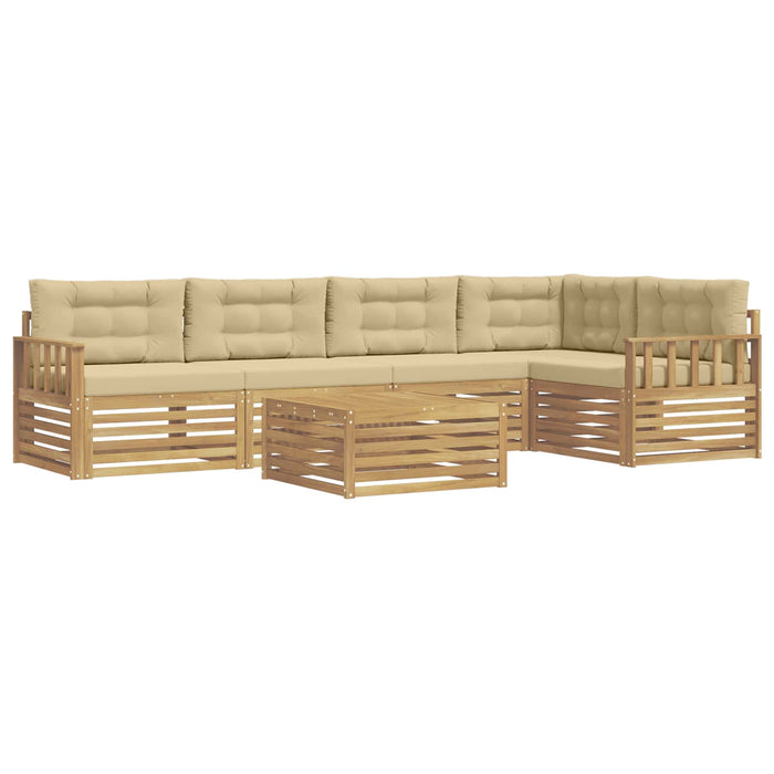 Set de canapele de exterior cu pernă 6 pcs Alb și Bej Poliester WALTI