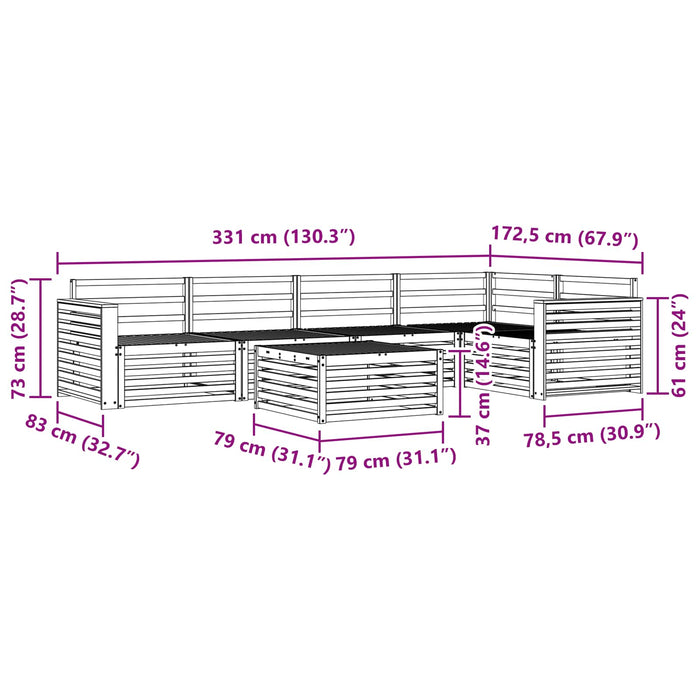 Set de canapele de exterior 6 pcs Alb 79 x 79 x 37 cm WALTI
