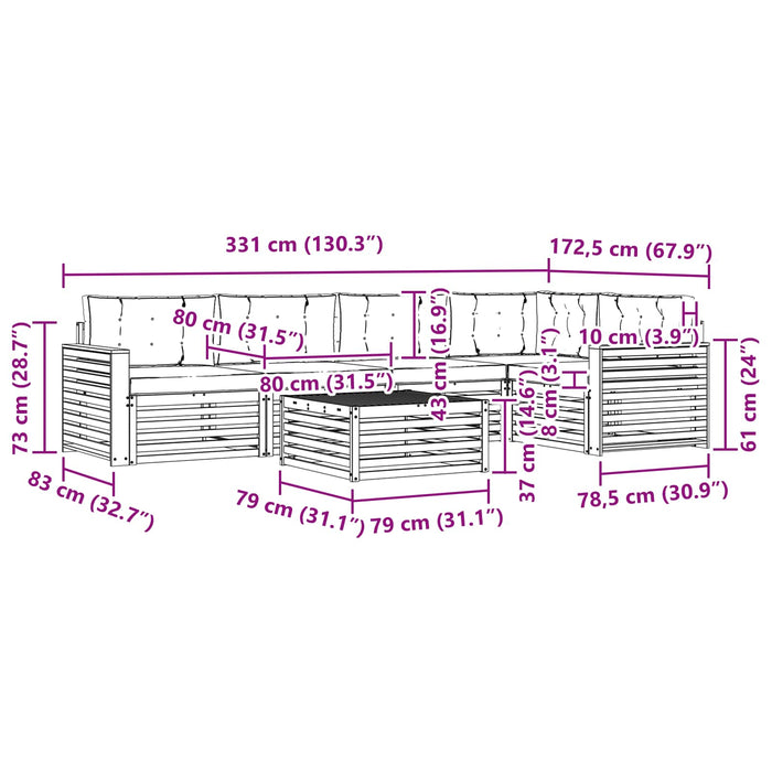 Set de canapele de exterior 6 pcs Alb și Bej 79 x 79 x 37 cm - WALTI WALTI