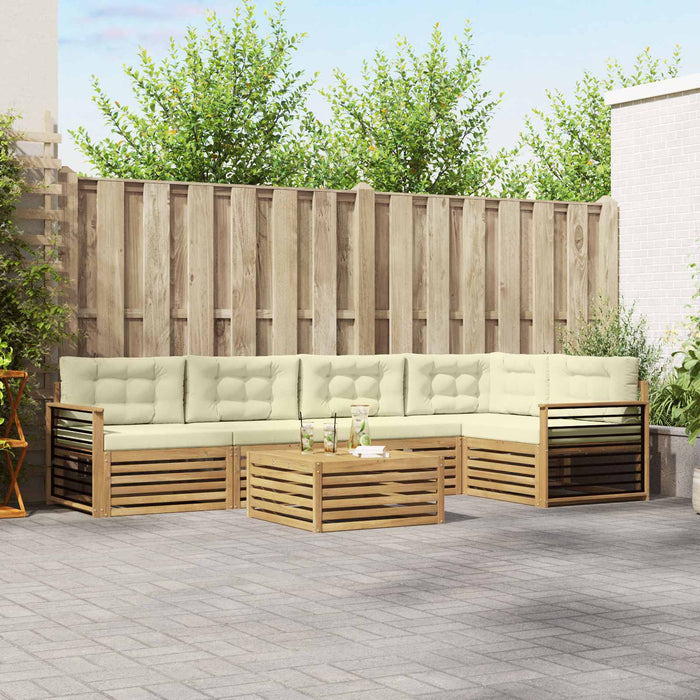 Set de canapele de exterior 6 pcs Alb și crem Poliester WALTI