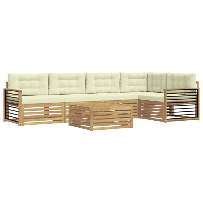 Set de canapele de exterior 6 pcs Alb și crem Poliester WALTI