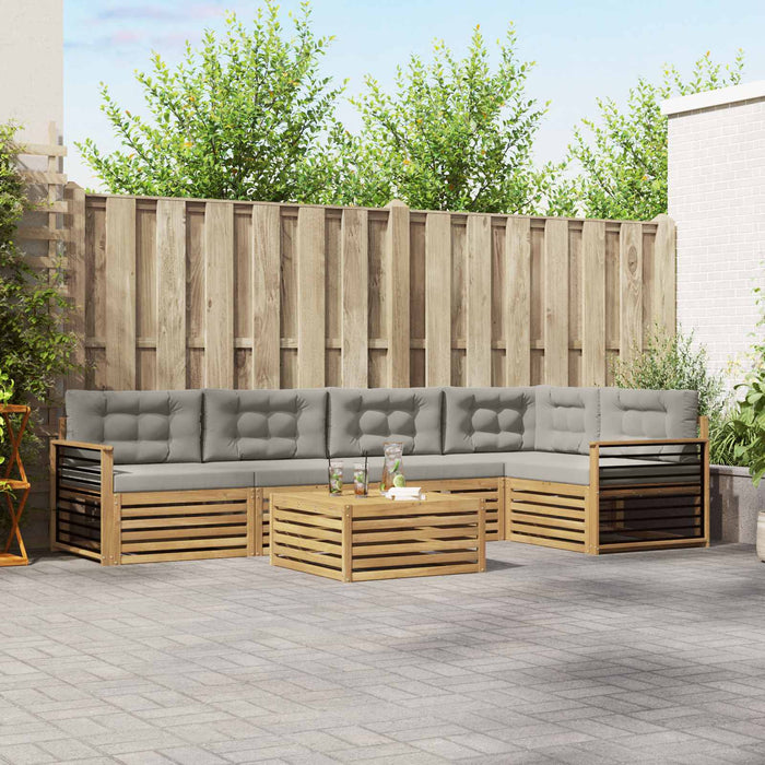 Set de canapele de exterior 6 pcs Alb și gri deschis Poliester WALTI