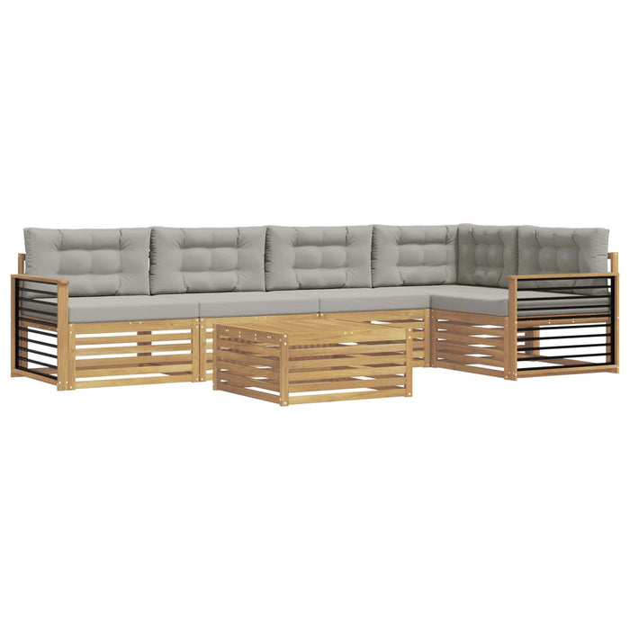 Set de canapele de exterior 6 pcs Alb și gri deschis Poliester WALTI