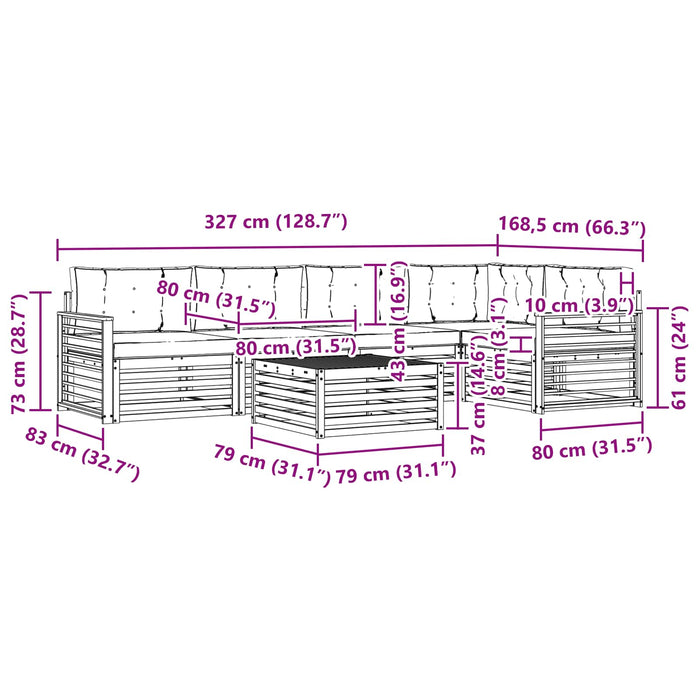 Set de canapele de exterior 6 pcs Alb și gri deschis Poliester WALTI
