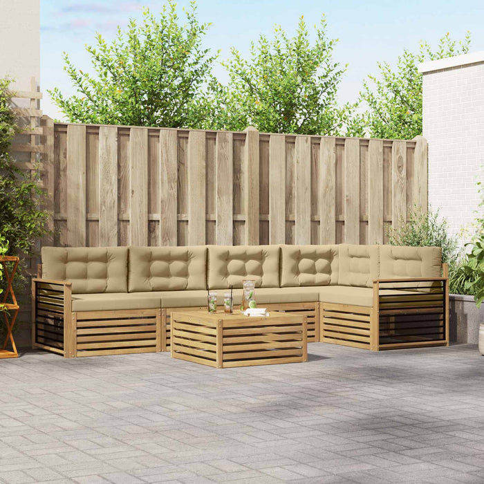 Set de canapele de exterior cu pernă 6 pcs Alb și Bej Poliester WALTI