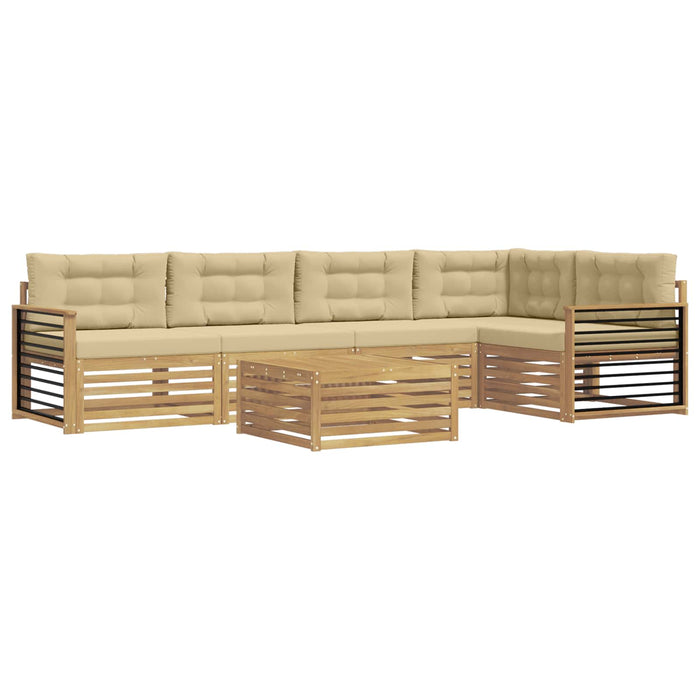 Set de canapele de exterior cu pernă 6 pcs Alb și Bej Poliester WALTI