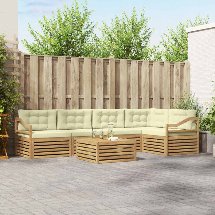 Set de canapele de exterior 6 pcs Alb și crem Poliester WALTI