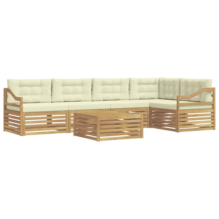 Set de canapele de exterior 6 pcs Alb și crem Poliester WALTI