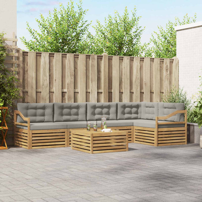 Set de canapele de exterior 6 pcs Alb și gri deschis Poliester WALTI