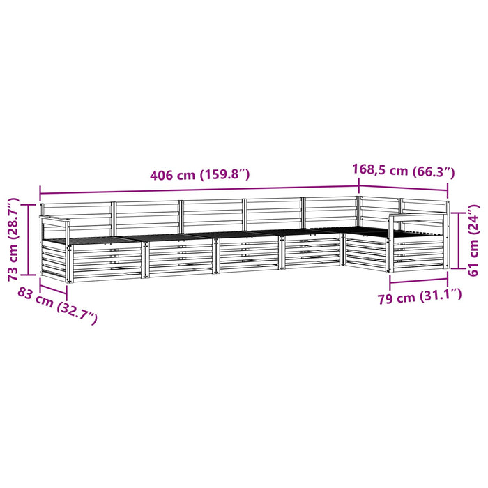 Set de canapele de exterior 6 buc. Alb Lemn Solid de Acacia WALTI