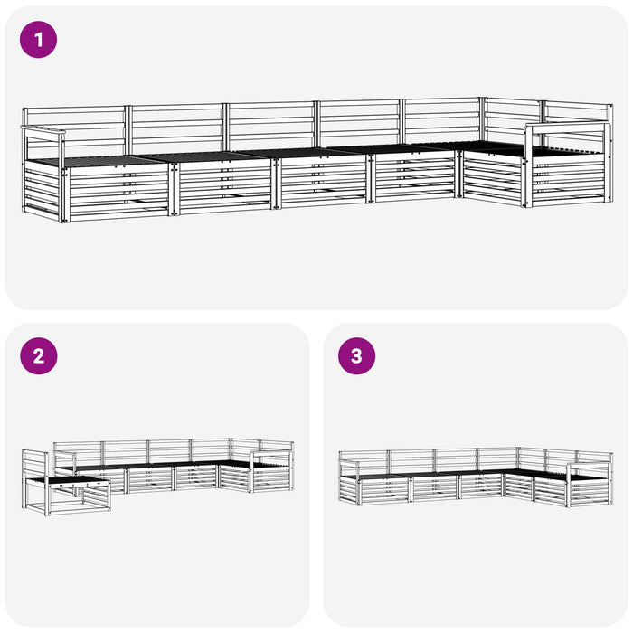 Set de canapele de exterior 6 buc. Alb Lemn Solid de Acacia WALTI