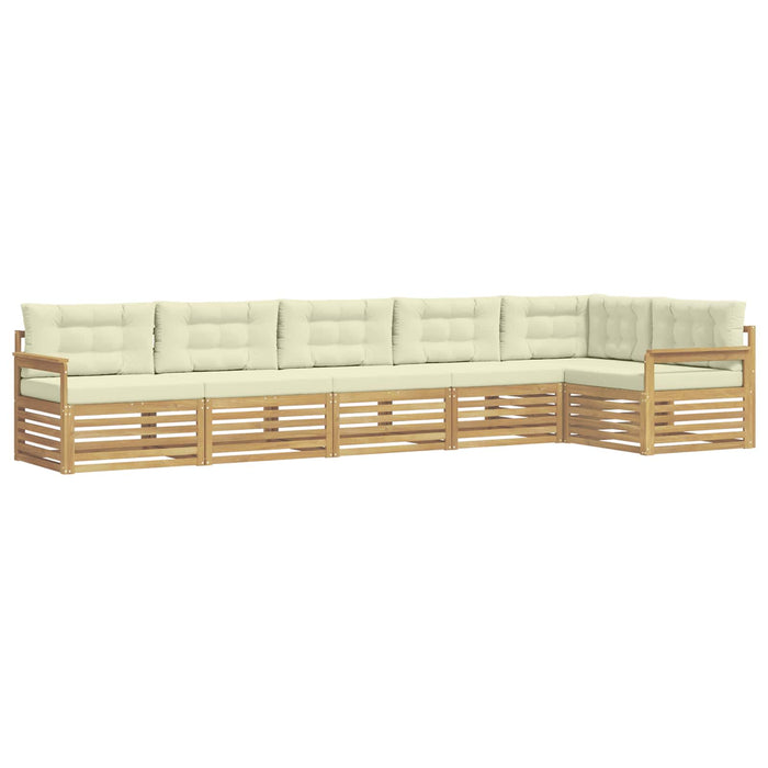 Set de canapele de exterior 6 pcs Alb și crem Poliester WALTI