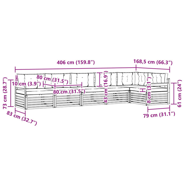 Set de canapele de exterior 6 pcs Alb și crem Poliester WALTI