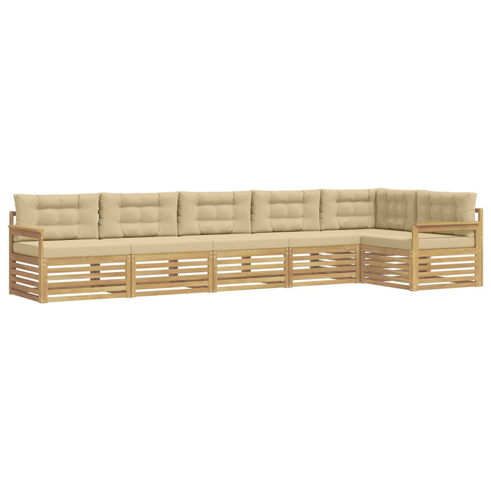 Set de canapele de exterior cu pernă 6 pcs Alb și Bej Poliester WALTI